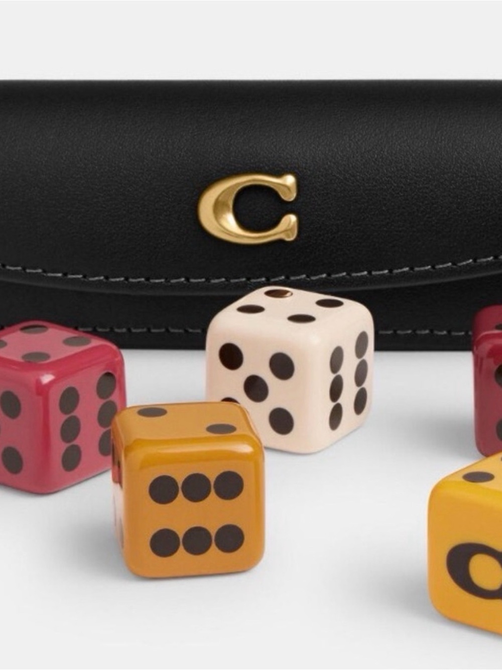 Coach Black Leather Dice Set with Multicolor Dice - Picture 4 of 5